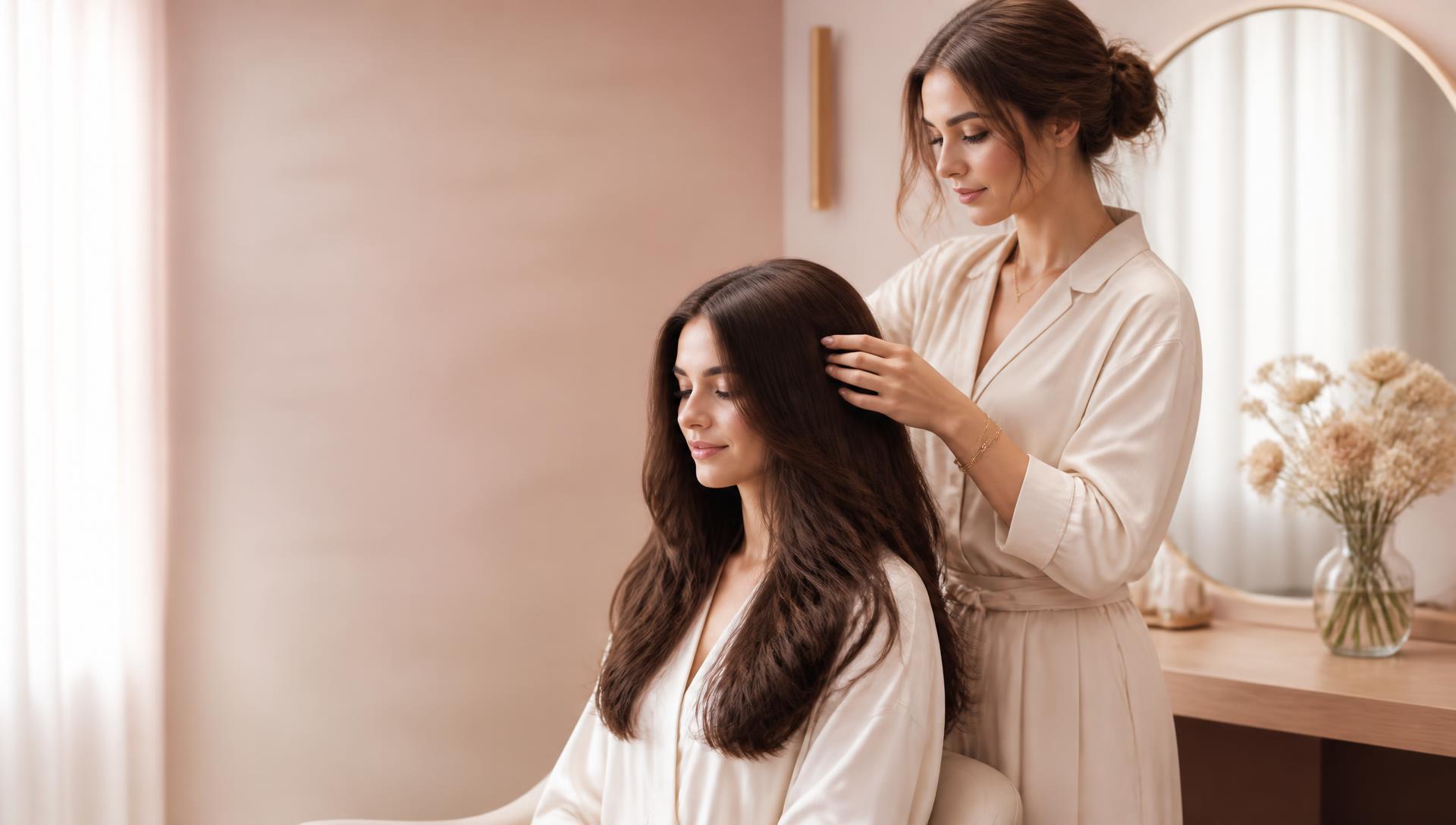 Stilistă aplicând un tratament într-un salon luminos